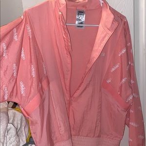 Baby pink adidas windbreaker